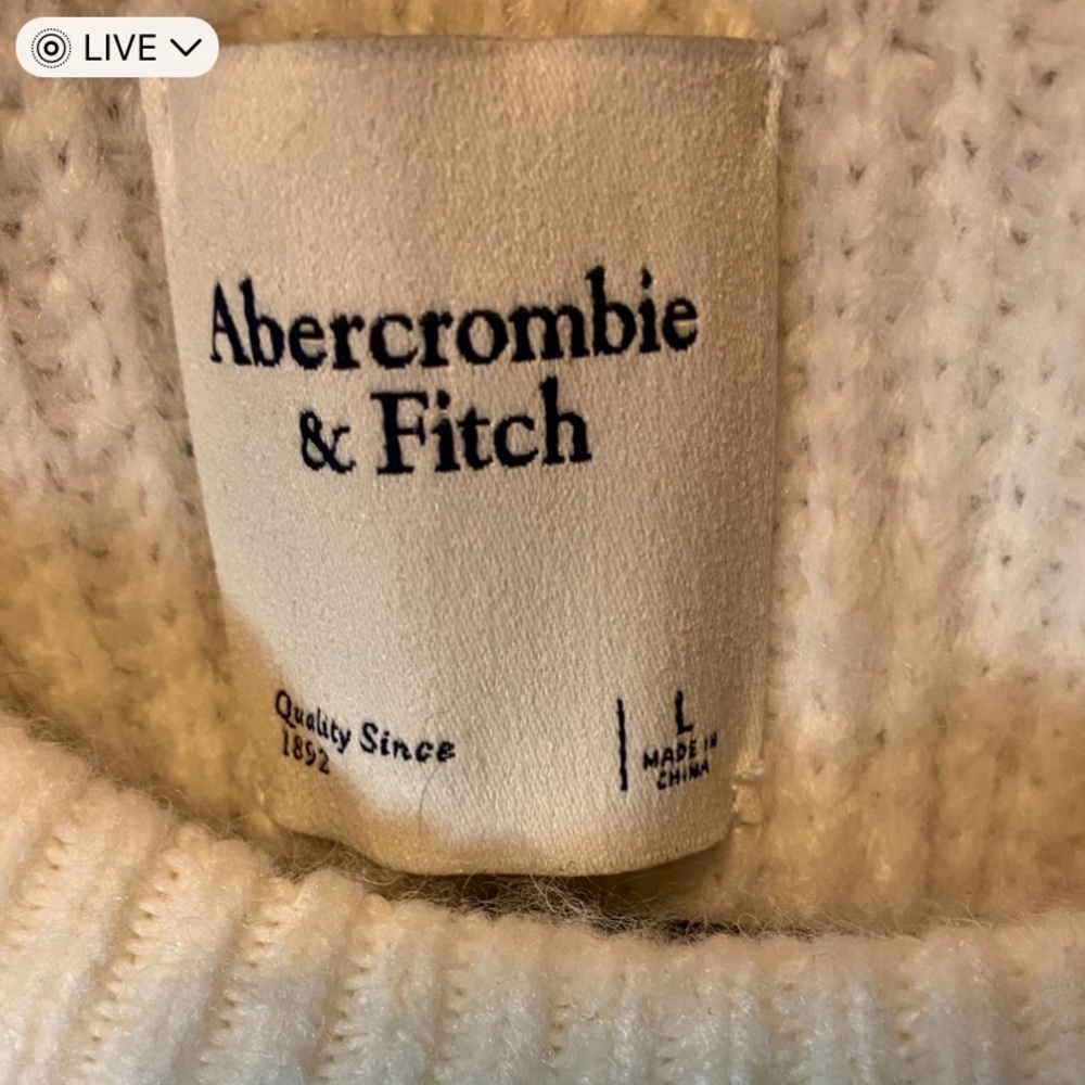 Abercrombie Boyfriend Crewneck Sweater Large Oversized Cozy Neutral Minimalist - Picture 2 of 7